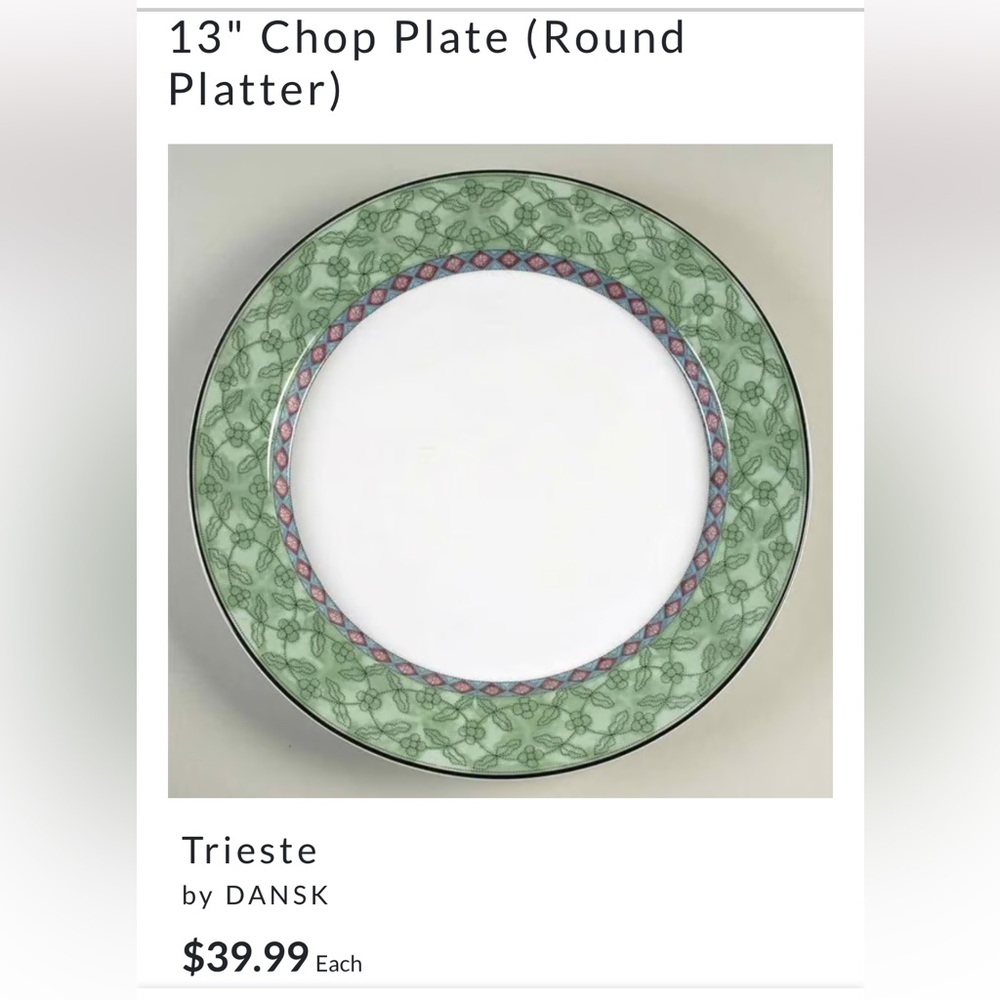 Trieste by DANSK 13" Chop Plate (Round Platter),3pc!EXCELLENT